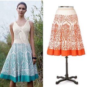 Very Rare! Anthropologie Paisley Cotton "Wilderness Maze Skirt"